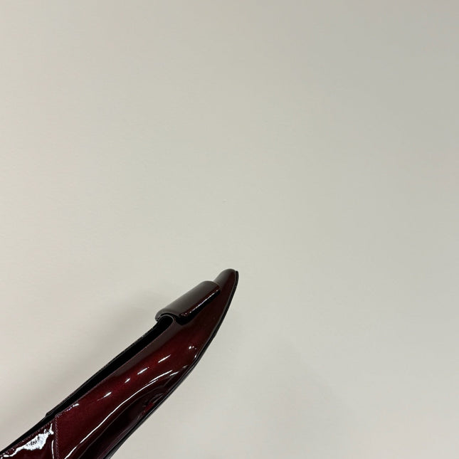 BALLERINA FLATS IN MAHAGANY RED PATENT CALFSKIN