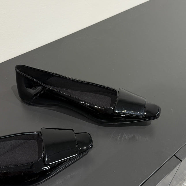 POPPY BALLET FLATS IN BLACK GLOSSY LAMBSKIN
