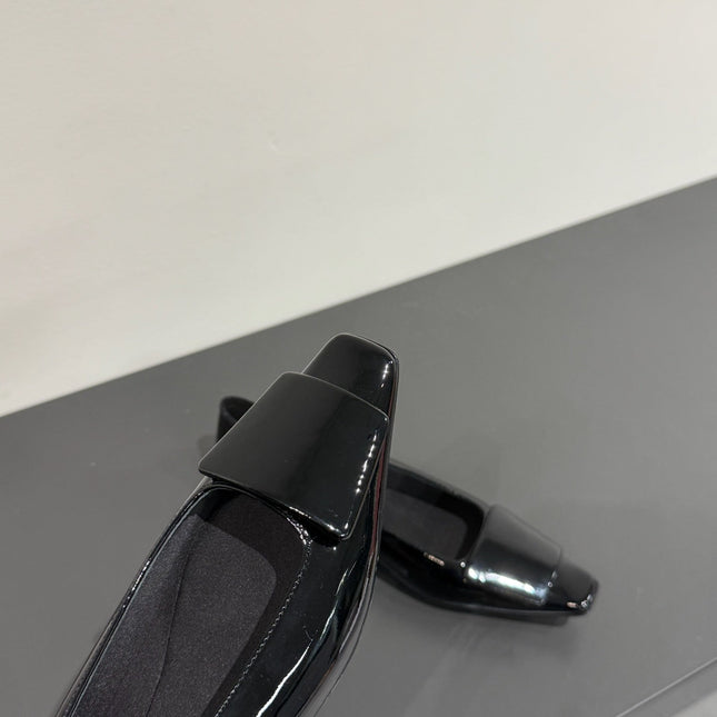 POPPY BALLET FLATS IN BLACK GLOSSY LAMBSKIN