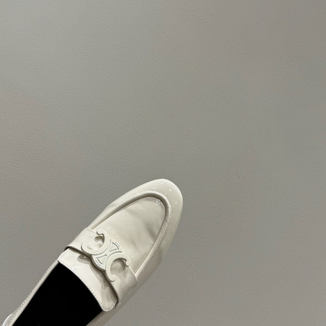 TRIOMPHE LOAFERS IN WHITE PATENT CALFSKIN