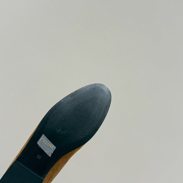 LOAFERS IN PEANUT BROWN SUEDE EMBROIDERED LOGO