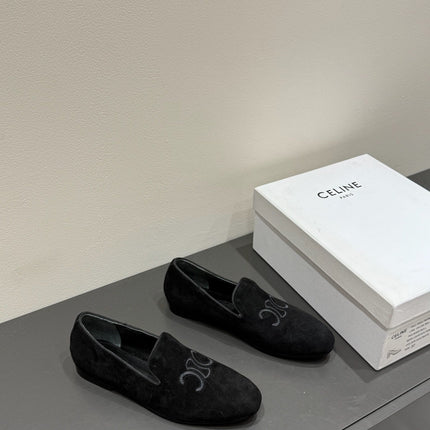 LOAFERS IN BLACK SUEDE EMBROIDERED LOGO