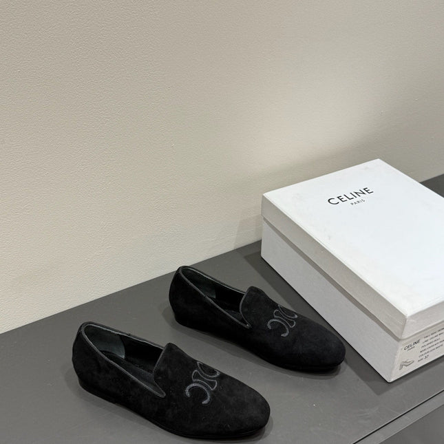 LOAFERS IN BLACK SUEDE EMBROIDERED LOGO