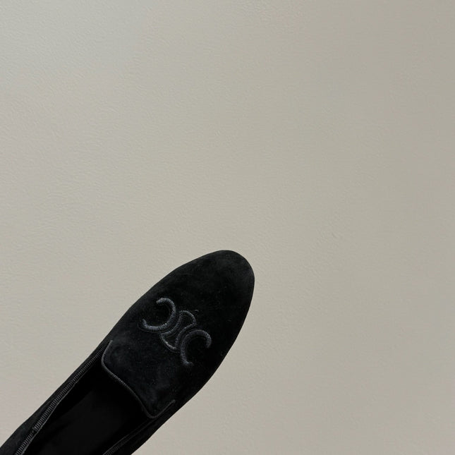 LOAFERS IN BLACK SUEDE EMBROIDERED LOGO