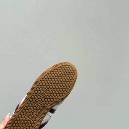 JOGGER LOW LACE-UP SNEAKER IN CALFSKIN & SUEDE WHITE/BEIGE/RED