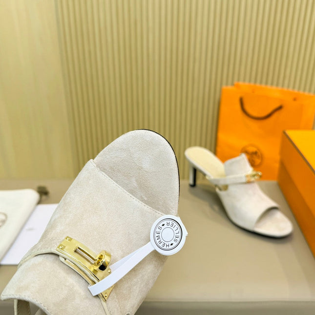 HEDEN MULE 80 WHITE SUEDE