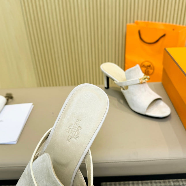 HEDEN MULE 80 WHITE SUEDE