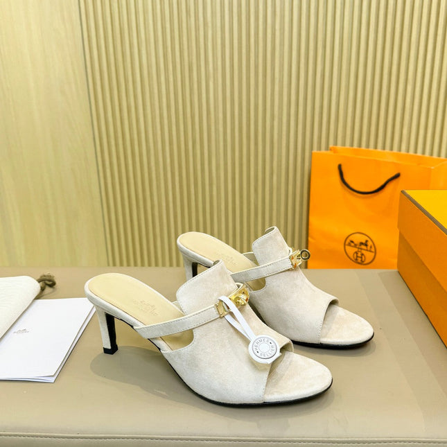 HEDEN MULE 80 WHITE SUEDE