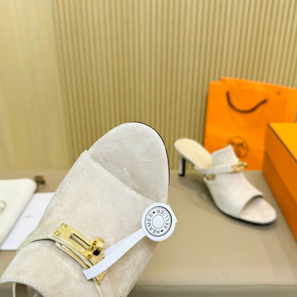 HEDEN MULE 80 WHITE SUEDE