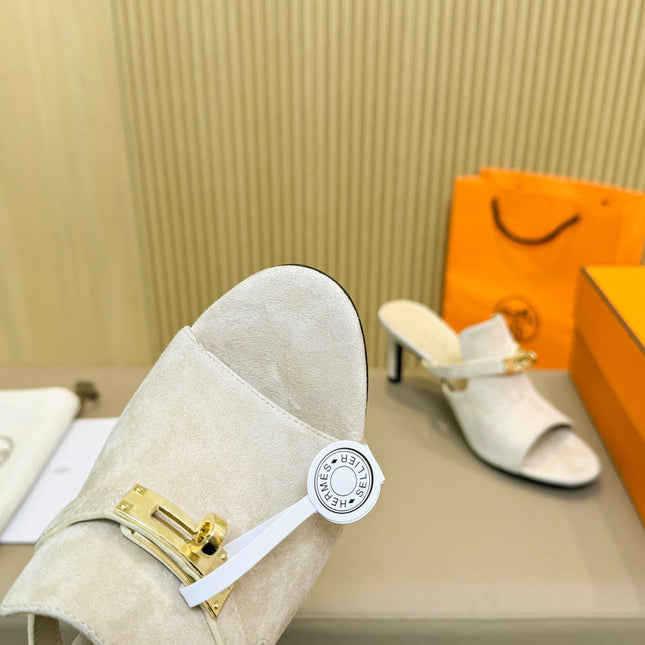 HEDEN MULE 80 WHITE SUEDE