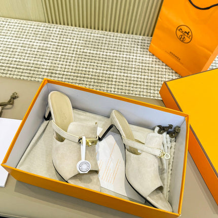 HEDEN MULE 80 WHITE SUEDE