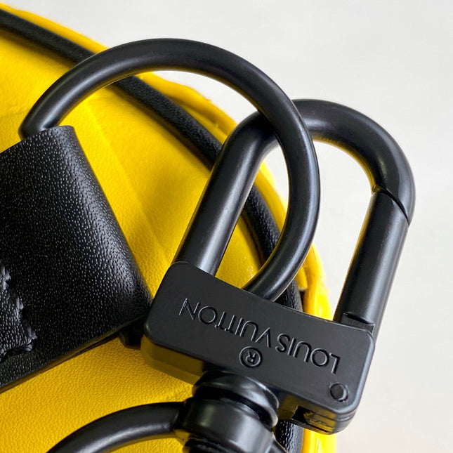 KEEPALL BANDOULIÈRE 50 IN YELLOW DAMIER SCUBA CALFSKIN
