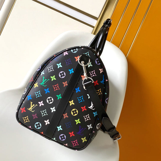 KEEPALL BANDOULIÈRE 50 BAG IN MULTICOLORED MONOGRAM COATED CANVAS