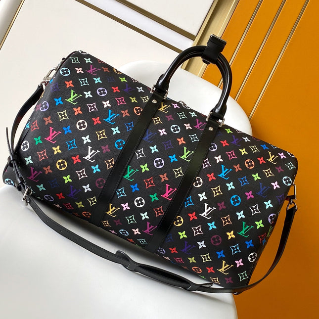 KEEPALL BANDOULIÈRE 50 BAG IN MULTICOLORED MONOGRAM COATED CANVAS