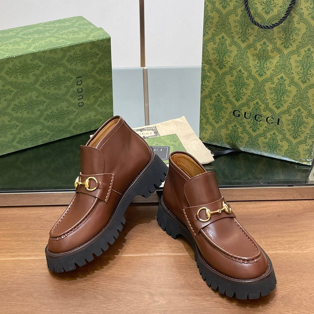 HORSEBIT ANKLE BOOTS 4.5CM IN RUSSET BROWN CALFSKIN