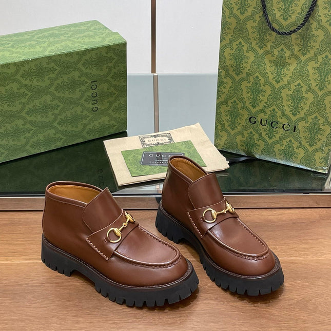 HORSEBIT ANKLE BOOTS 4.5CM IN RUSSET BROWN CALFSKIN