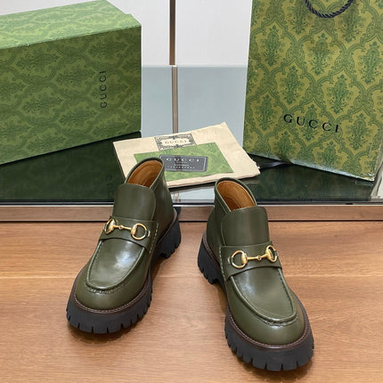 HORSEBIT ANKLE BOOTS 4.5CM IN ARMY GREEN CALFSKIN