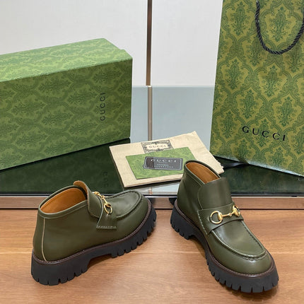 HORSEBIT ANKLE BOOTS 4.5CM IN ARMY GREEN CALFSKIN