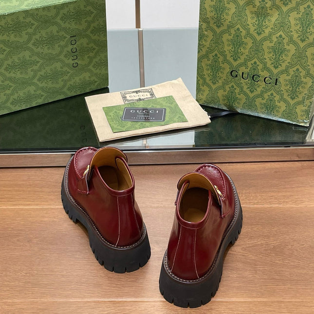 HORSEBIT ANKLE BOOTS 4.5CM IN BURGUNDY RED CALFSKIN