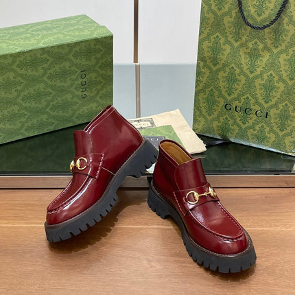 HORSEBIT ANKLE BOOTS 4.5CM IN BURGUNDY RED CALFSKIN