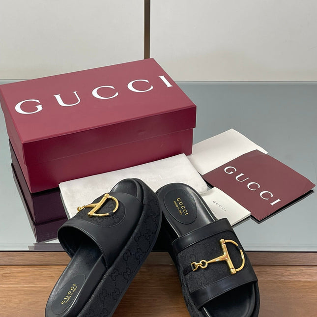 HIGH 5.5 CM WEDGE SANDALS IN BLACK CALFSKIN AND FABRIC