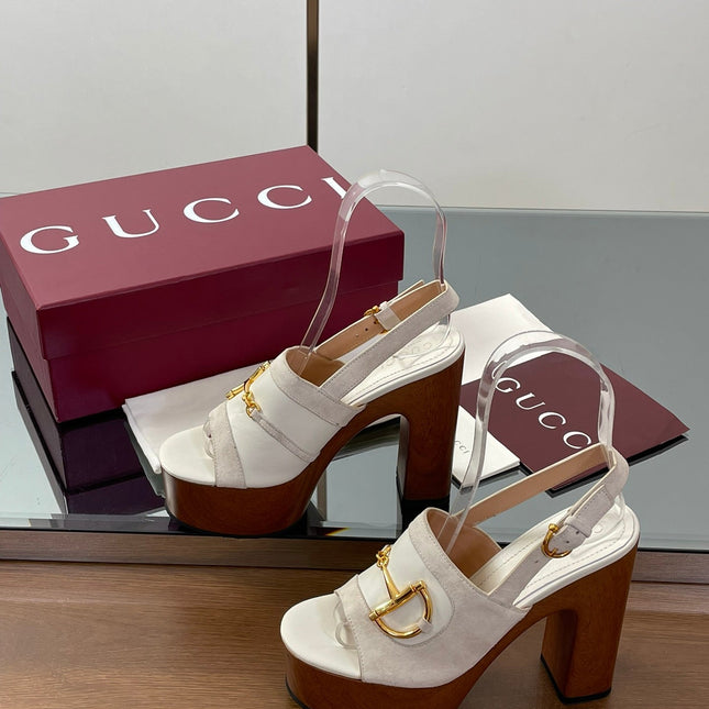 HIGH HEEL SANDALS 13 CM IN CREAM WHITE CALFSKIN MIX SUEDE GOLD HARDWARE