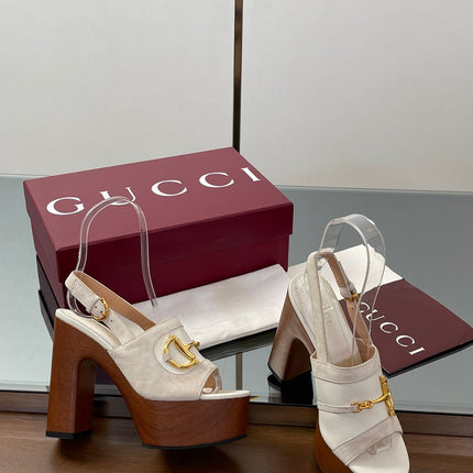 HIGH HEEL SANDALS 13 CM IN CREAM WHITE CALFSKIN MIX SUEDE GOLD HARDWARE