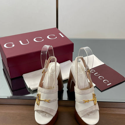 HIGH HEEL SANDALS 13 CM IN CREAM WHITE CALFSKIN MIX SUEDE GOLD HARDWARE