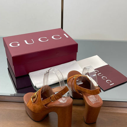 HIGH HEEL SANDALS 13 CM IN BROWN CALFSKIN MIX SUEDE GOLD HARDWARE