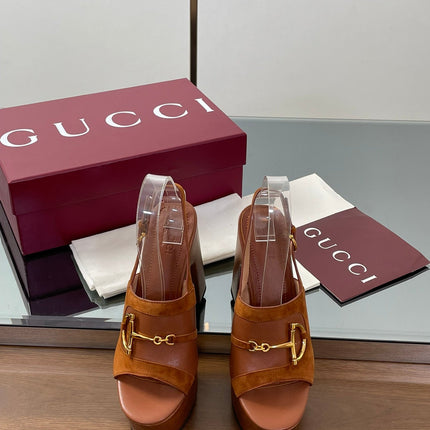 HIGH HEEL SANDALS 13 CM IN BROWN CALFSKIN MIX SUEDE GOLD HARDWARE