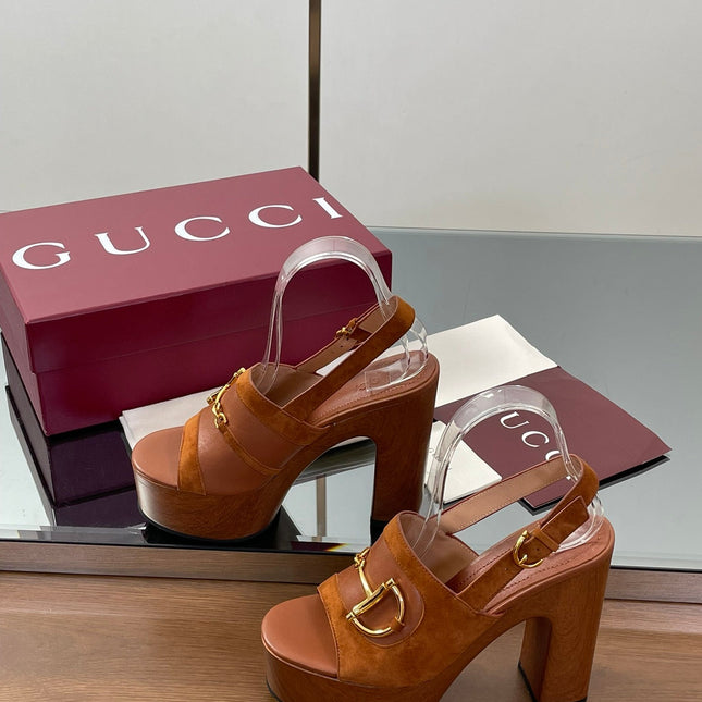 HIGH HEEL SANDALS 13 CM IN BROWN CALFSKIN MIX SUEDE GOLD HARDWARE