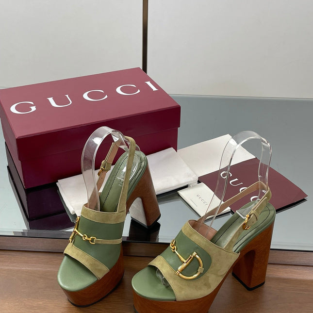 HIGH HEEL SANDALS 13 CM IN MOSS GREEN CALFSKIN MIX SUEDE GOLD HARDWARE