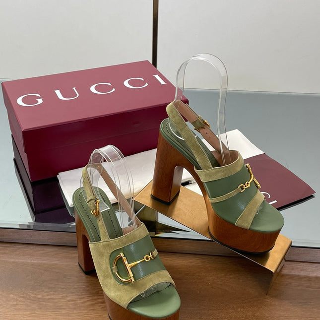 HIGH HEEL SANDALS 13 CM IN MOSS GREEN CALFSKIN MIX SUEDE GOLD HARDWARE