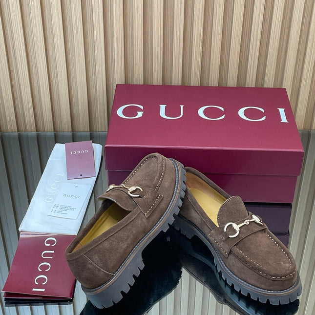 GG WOMEN'S HORSEBIT LOAFERS IN DARK BROWN SUEDE