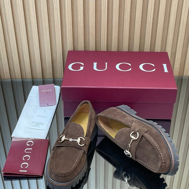 GG WOMEN'S HORSEBIT LOAFERS IN DARK BROWN SUEDE