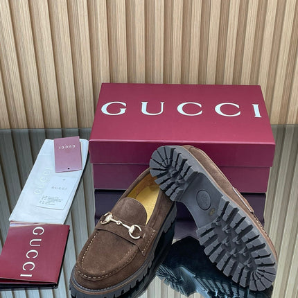 GG WOMEN'S HORSEBIT LOAFERS IN DARK BROWN SUEDE