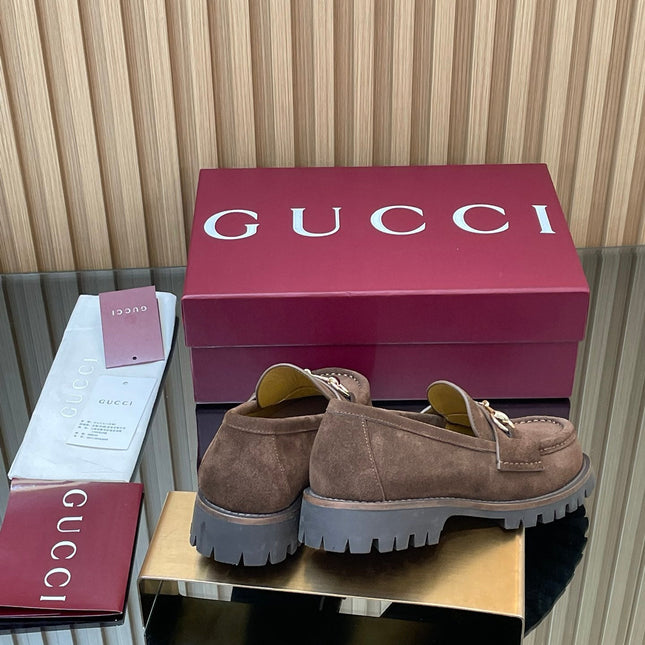 GG WOMEN'S HORSEBIT LOAFERS IN DARK BROWN SUEDE