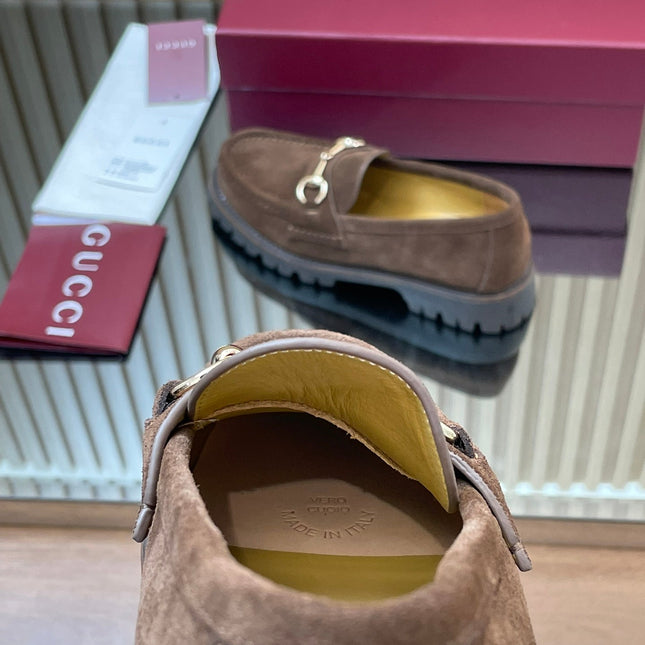 GG WOMEN'S HORSEBIT LOAFERS IN DARK BROWN SUEDE