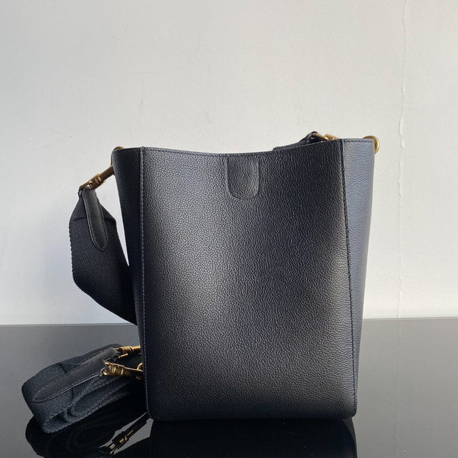 SANGLE SEAU BUCKET 24 BAG BLACK CALFSKIN