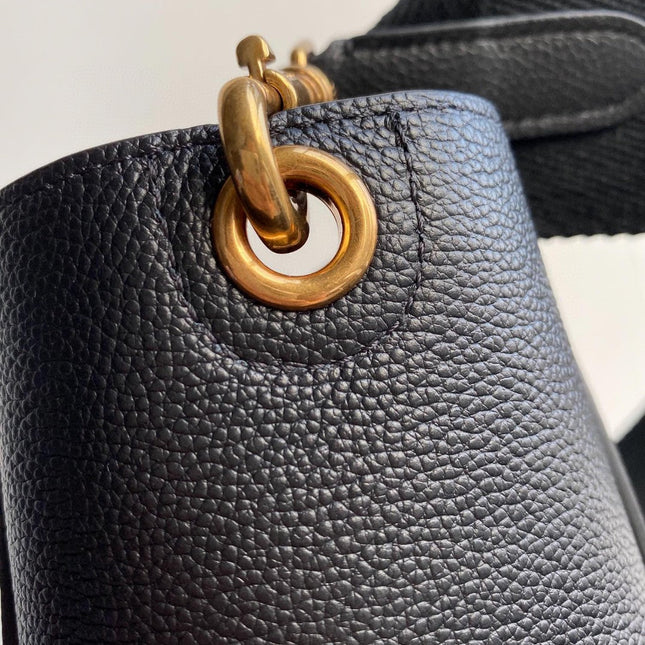 SANGLE SEAU BUCKET 24 BAG BLACK CALFSKIN