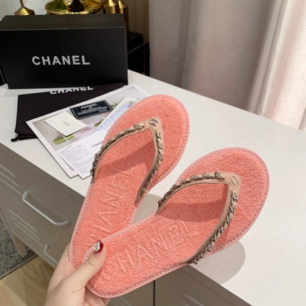 THONG SLIPPERS IN LIGHT PINK COWHIDE
