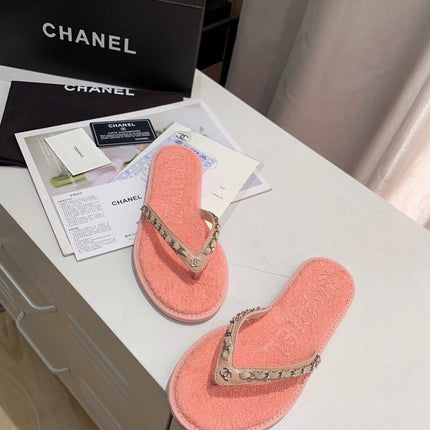 THONG SLIPPERS IN LIGHT PINK COWHIDE