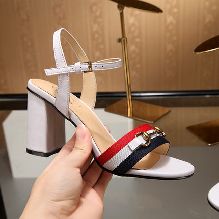 GG HIGH HEELS SANDAL 80 IN WHITE CALFSKIN MIX FABRIC