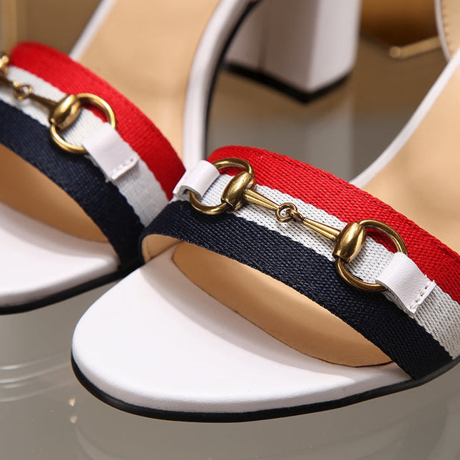 GG HIGH HEELS SANDAL 80 IN WHITE CALFSKIN MIX FABRIC