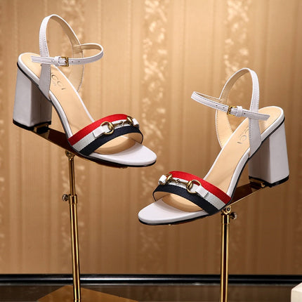 GG HIGH HEELS SANDAL 80 IN WHITE CALFSKIN MIX FABRIC