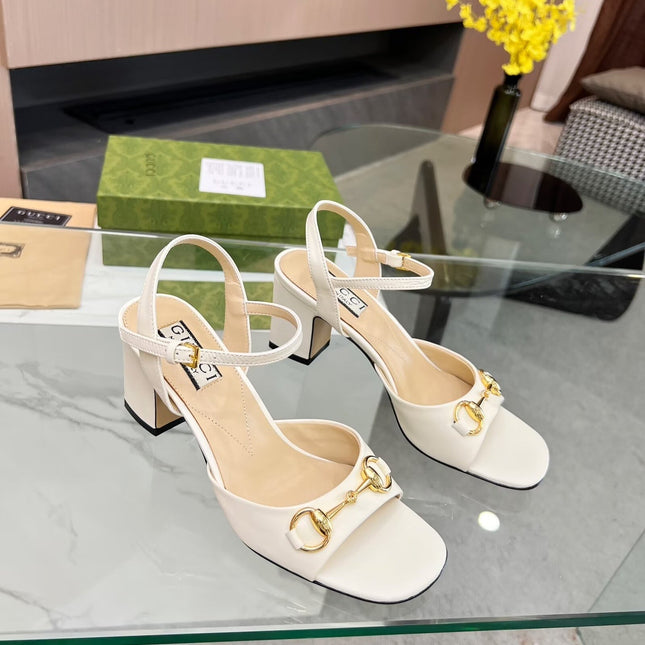 GG HIGH HEELS SANDALS 60 IN CREAM WHITE LAMBSKIN