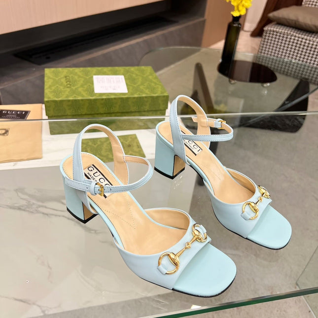 GG HIGH HEELS SANDALS 60 IN ICE BLUE LAMBSKIN