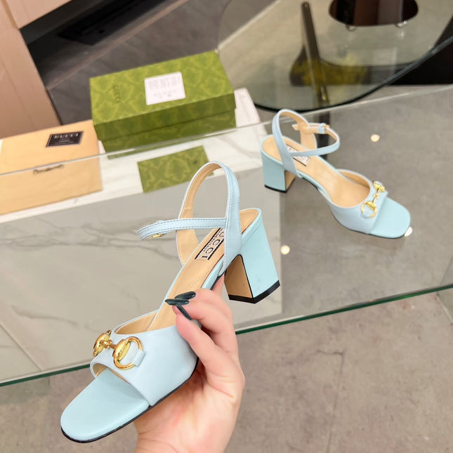 GG HIGH HEELS SANDALS 60 IN ICE BLUE LAMBSKIN