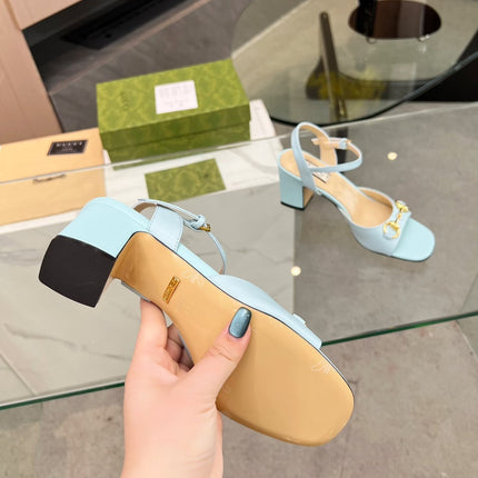 GG HIGH HEELS SANDALS 60 IN ICE BLUE LAMBSKIN