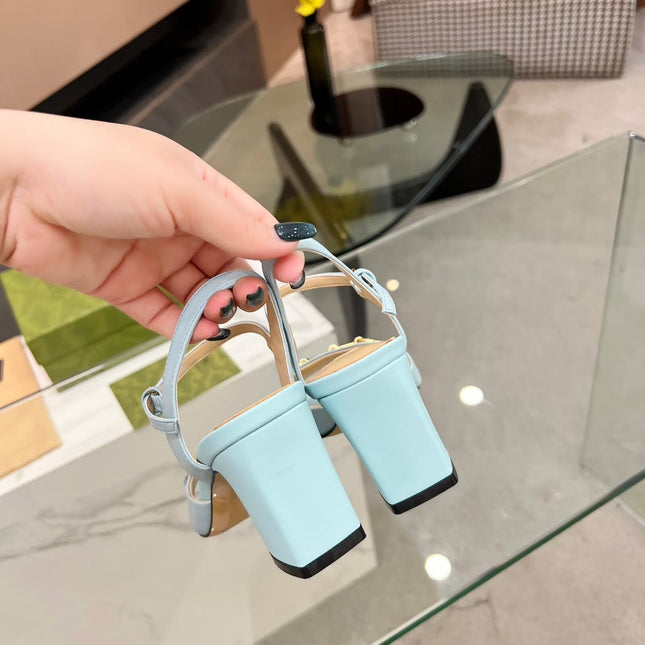 GG HIGH HEELS SANDALS 60 IN ICE BLUE LAMBSKIN